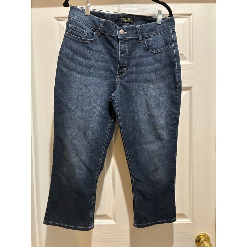 Riders By Lee Women's 12M Capri Jeans Mid Rise Denim Stretch Embellishments